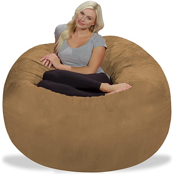 Chill Sack Bean Bag Chair: Giant 5' Memory Foam Furniture Bean Bag - Big Sofa with Soft Micro Fiber Cover - Navy Microsuede - Navy