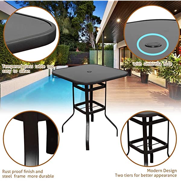 Will-Mall Patio Furniture Swivel Bar Chairs Set of 2, Outdoor High Bistro Stools, Textilene Fabric Bar Height Patio Chairs, for Lawn, Backyard and Garden (2 Bar Chairs)