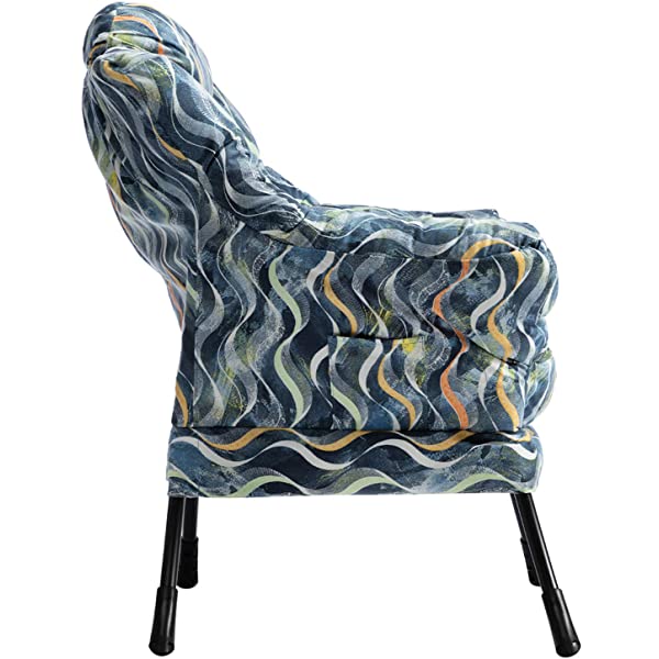 AbocoFur Modern Large Cotton Fabric Lazy Chair，Accent Contemporary Lounge Chair, Single Steel Frame Leisure Sofa Chair with Armrests and A Side Pocket, Beige