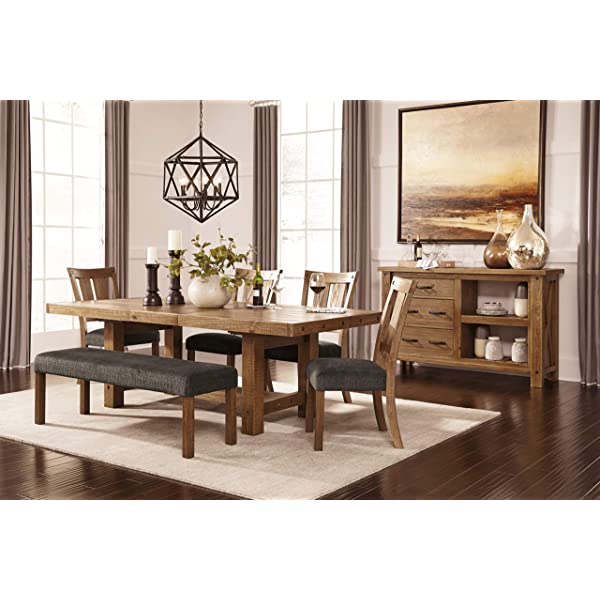 Signature Design by Ashley Dining Table, Sommerford, Summerford & Design - Sommerford Dining Side Chair - Set of 2 - Casual - Brown Upholstery - Black Wood Frame Sommerford Table + Dining Side Chair, Black Wood Frame