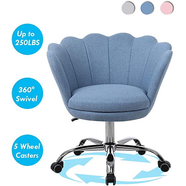 MTFY Modern Home Office Swivel Chair, Shell Desk Chair with Adjustable Height, Upholstered Ergonomic Computer Desk Chair Leisure Task Chair Accent Armchair for Office, Living Room,Bedroom (Beige)