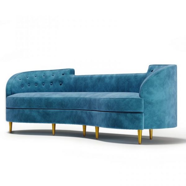 Color 99.25” Velvet Curved Sofa