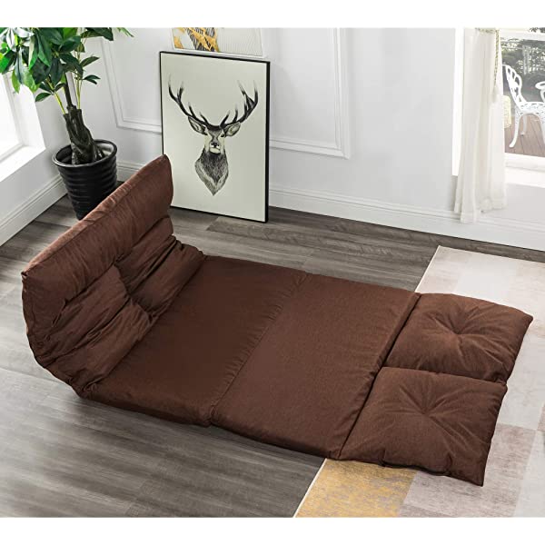 Harper&Bright Designs Folding Lazy Sofa Floor Chaise Lounge Chair Futon with Back Support, Beige