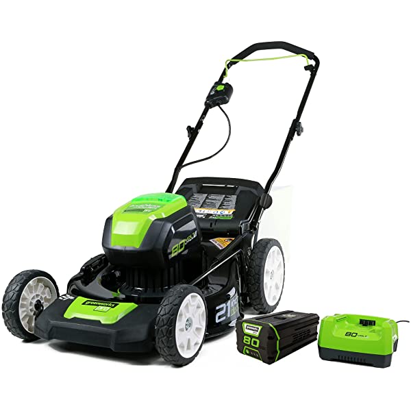Greenworks Pro 80V 21 inch Cordless Push Lawn Mower, Includes Two 2Ah Batteries and Charger, GLM801601 (2) 2Ah Batteries Push