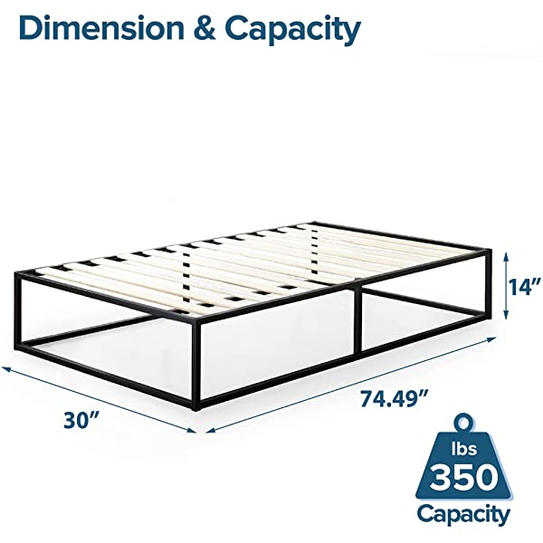 ZINUS Joseph Metal Platforma Bed Frame / Mattress Foundation / Wood Slat Support / No Box Spring Needed / Sturdy Steel Structure, Queen Queen 14 Inch