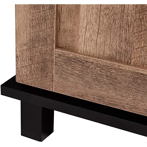 Glitzhome Wood Rustic Wine Cabinet 2-Sections Bar Cabinet with Wine Storage 31.5”L Sideboard Table with Drawers Wood Sideboard with Wine Display for Kitchen Dining Room 2 piece