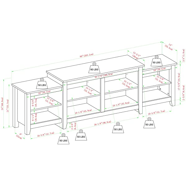 Walker Edison Wren Classic 4 Cubby TV Stand for TVs up to 65 Inches, 58 Inch, Black Black 58 InchTV Stand