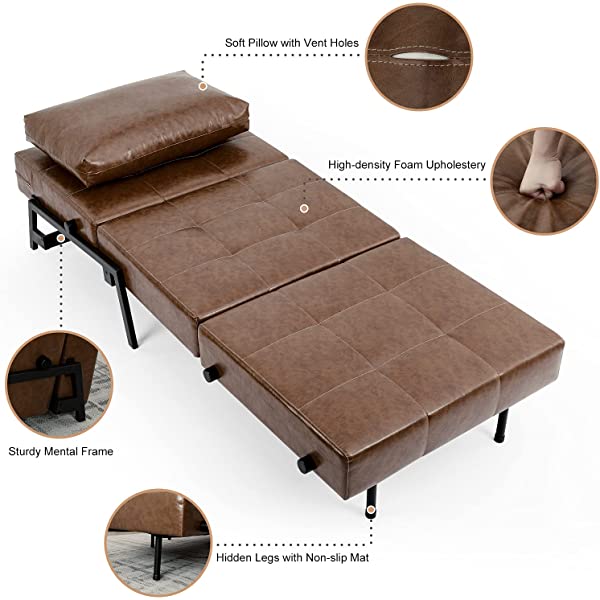 Vonanda Sofa Bed, Folding Velvet Sleeper Sofa, Modern Sleeper Chair Bed with Hidden Legs and Sturdy Frame for Small Living Space, Velvet Hunter Green