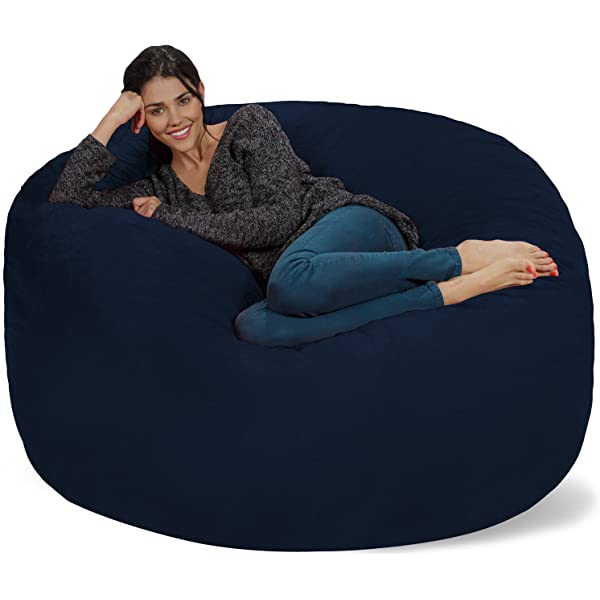 Chill Sack Bean Bag Chair: Giant 5' Memory Foam Furniture Bean Bag - Big Sofa with Soft Micro Fiber Cover - Navy Microsuede - Navy
