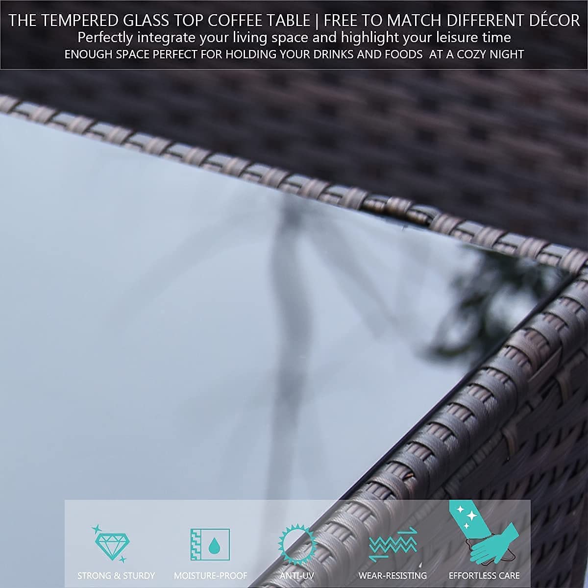 【Furniture】12 Pcs Outdoor Patio Furniture Set Sectional Sofa Sets Brown PE Rattan Patio Conversation Set