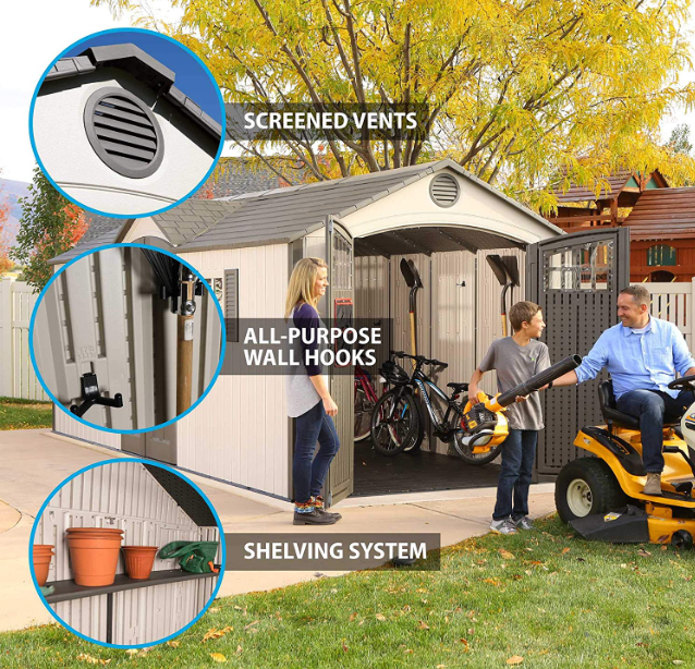 Lifetime 60127 20 x 8ft Outdoor Storage Shed, Desert Sand