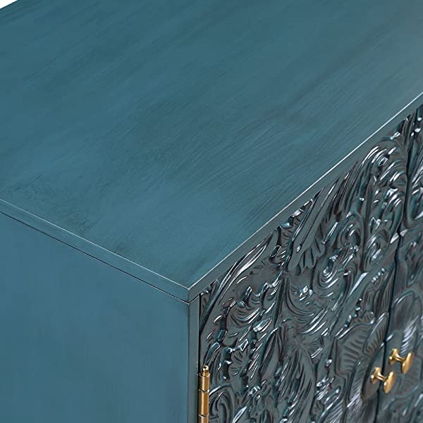 LALUZ Carved Accent Storage Cabinet Floor Cabinet for Bedroom Living Room, Oak Finish 30 Inch 30