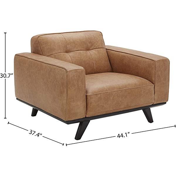 Amazon Brand – Rivet Bigelow Modern Oversized Leather Accent Chair with Wood Base, 44.1