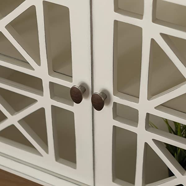 Walker Edison Charlotte Classic Glass Door Storage Buffet, 52 Inch, Espresso Espresso 52 Inch