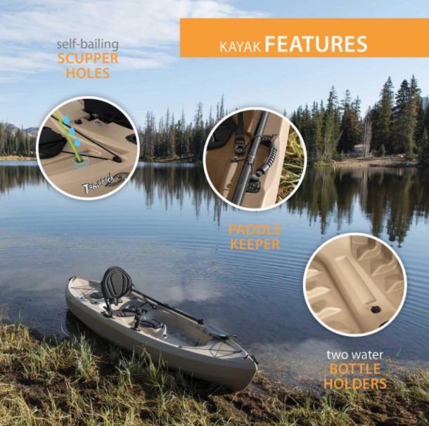 LIFETIME TIOGA 100 SIT-ON-TOP KAYAK (PADDLE INCLUDED)