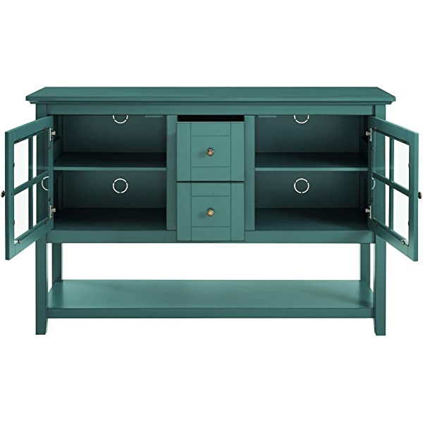 Walker Edison Charlotte Classic Glass Door Storage Buffet, 52 Inch, Espresso Espresso 52 Inch