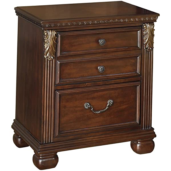 Signature Design by Ashley Leahlyn Traditional 2 Drawer Nightstand, Warm Brown, 25