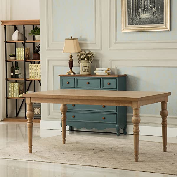 Roundhill Furniture Collection Habitanian Solid Wood Dining Table with 6 Button Tufted Chairs, Gray, Grey