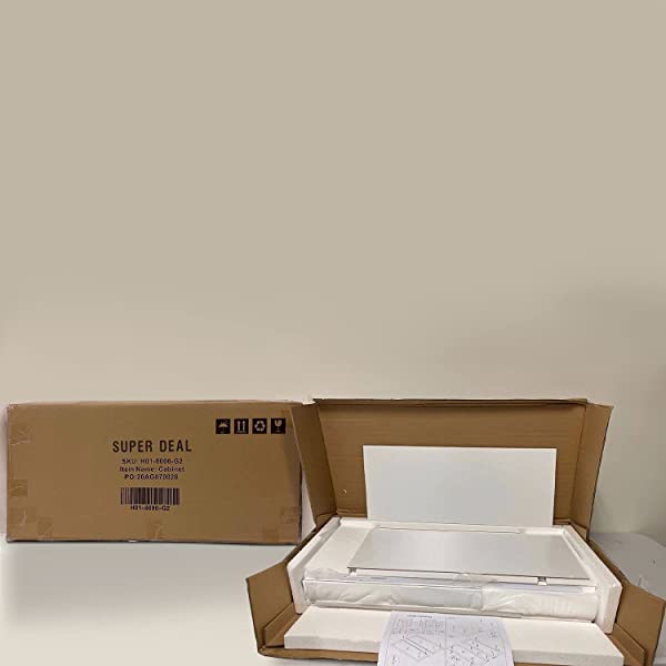 SUPER DEAL Modern Bathroom Floor Storage Cabinet with Adjustable Shelf and Double Door Rust Proof, Living Room Modern Home Furniture Storage Organizer Cabinet