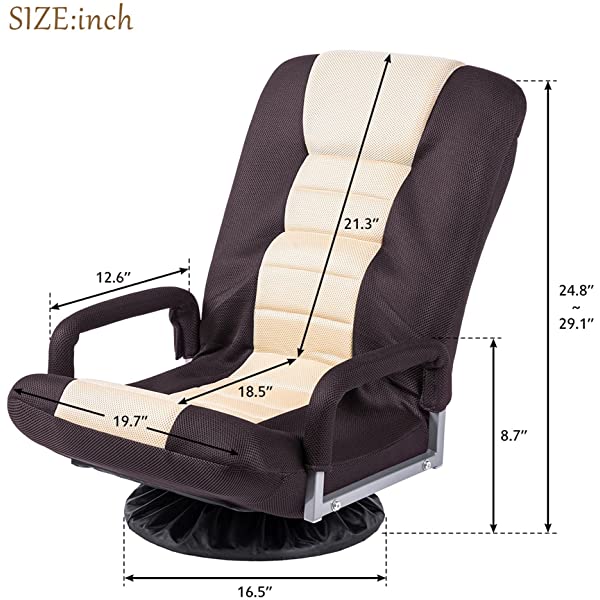 Harper&Bright Designs Folding Lazy Sofa Floor Chaise Lounge Chair Futon with Back Support, Beige