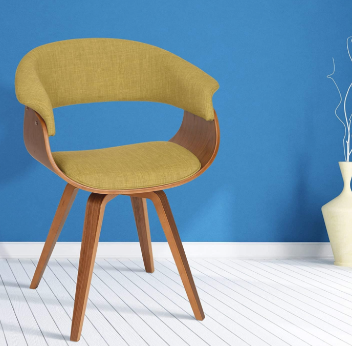 Armen Living Summer Chair in Charcoal Fabric and Walnut Wood Finish, 31