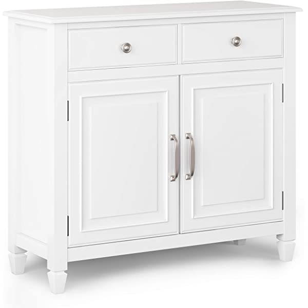 SIMPLIHOME Connaught SOLID WOOD 40 inch Wide Transitional Entryway Storage Cabinet in Dark Chestnut Brown, with 2 Drawers, 2 Doors, Adjustable Shelves