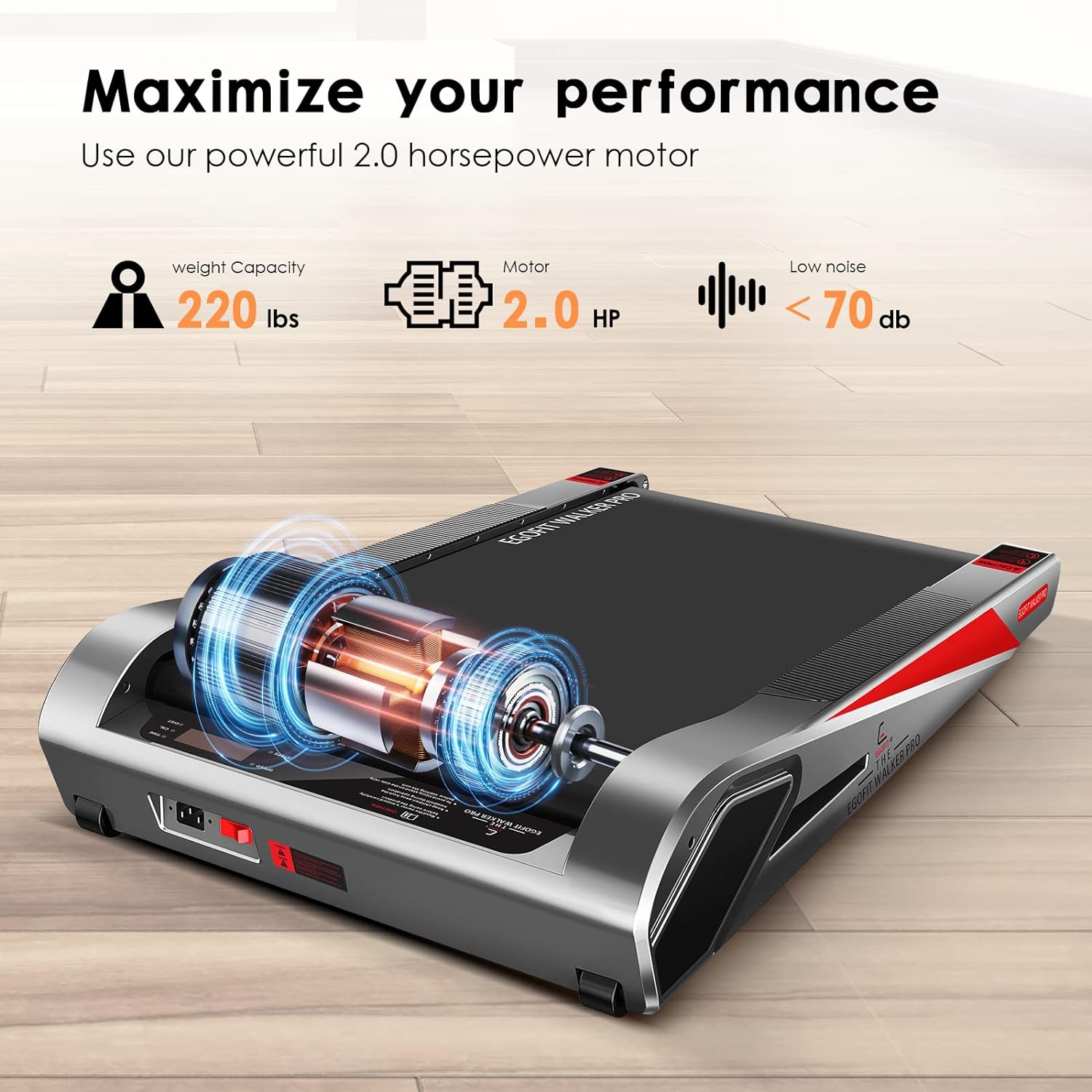 Egofit Walker Pro/Plus Under Desk Motorized Folding Small Walking Treadmill for Home & Office, Installation-Free with LCD Display, Compact Fit Standing Desk Treadmills